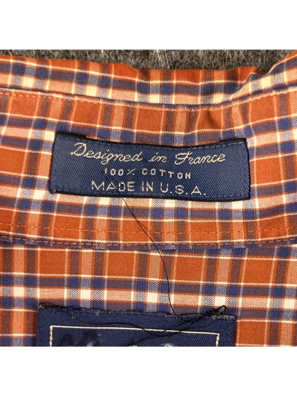 Faconnable Mens Large Shirt Orange Plaid Button Down Long Sleeve USA 100% Cotton - Picture 5 of 10